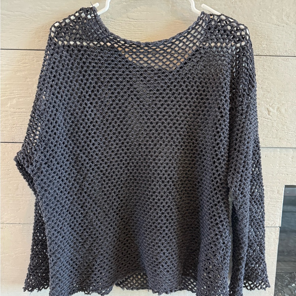 Black Crochet Knit Sweater/Swim Cover